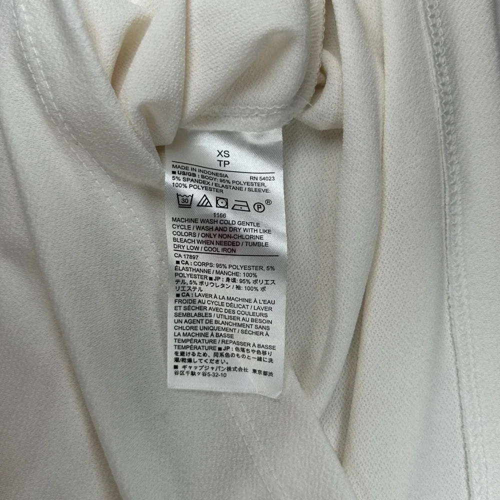 Banana‎ Republic Women White Crepe Mixed Media Puff Sleeve Top XS Snow Day